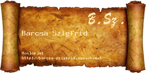 Barcsa Szigfrid névjegykártya